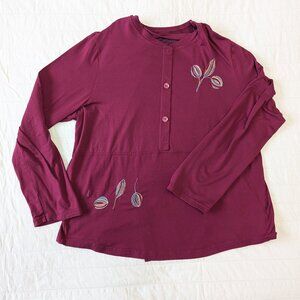 Silverts Women's Burgundy Red adaptive Shirt with Embroidery size L